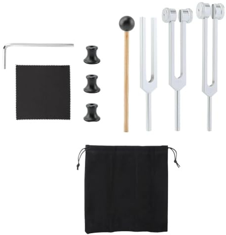 Kdouehg Stimmgabeln Zur Heilung (128 Hz, 256 Hz, 512 Hz), Stimmgabel mit Reflexhammer, für Yoga, Klangtherapie