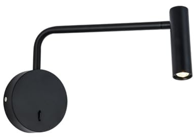 LOGT Schwenkarm Wandleuchten mit Schalter Innen 360° Drehbarem Wandlampe 180° Langer Arm Verstellbare Bettlampe 3W LED Warmweiß 3000K Leselampe Vintage Nachttischlampe für Schlafzimmer Hotel,Schwarz