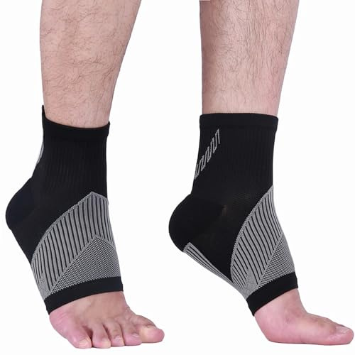 NuVigor Knöchelbandage für Damen und Herren, 1 Paar, Plantarfasziitis, verstauchte Socken, atmungsaktiv, rutschfest, Kompressionssocken für Sport, verstauchte Knöchel, Achillessehnenentzündung
