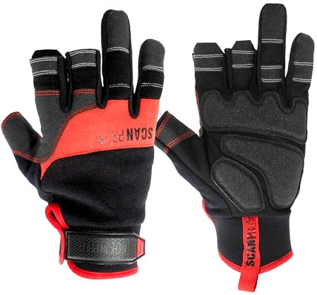 Scan Pro Three Finger Framers Gloves– High Dexterity Work Gloves with Reinforced Palm, Spandex Flex Fit, Knuckle Protection & Fingertip Grip, EN388 Rated - Size XL (10)