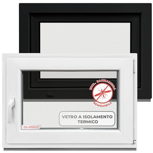 Fenster Anthrazit 80x50 cm 2 fach Verglasung - Alle Größen Kunststofffenster (60mm prof) -DIN R- Kellerfenster BxH: 800x500mm Perfekt für Hauskeller,Garagenfenster,Gartenhaus - Dreh-Kipp System