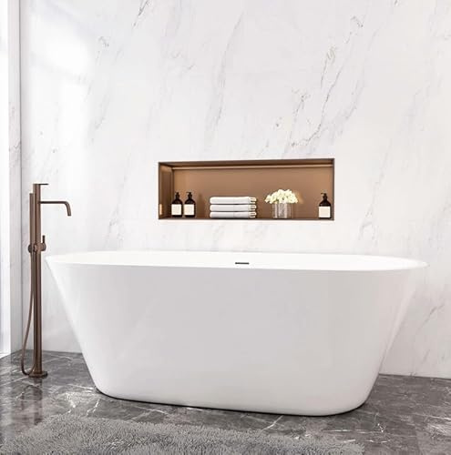 Aica Sanitär Freistehende Badewanne mit Siphon Acryl Set Acrylbadewanne Acrylwanne Luxusbadewanne,170x80x58cm für Badezimmer