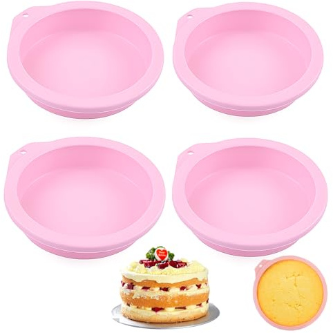4 Pcs Air Fryer Egg Mould, 4In Air Fryer Round Silicone Fried Egg Ring Molds, Cake Round Mould DIY Dessert Cake Baking Tools for Fried Egg Muffin Sandwiches Egg Ring Molds Air Fryer Accessories