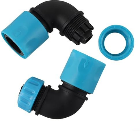 Filteilect Lot de 2 raccords à connexion rapide pour tuyau d'arrosage, coude à 90 degrés, adaptateur de tuyau d'eau de 1,27 cm, pour irrigation de pelouse, lavage de voiture
