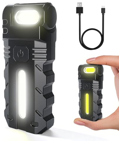 YIFMOO Taschenlampe LED USB Aufladbar, Mini Taschenlampe Mit 5 Modi, 180° Drehbar, Magnetische Taschenlampen mit Clip, Wasserdicht Kleine Taschenlampen für Camping Outdoor Wandern Notfall