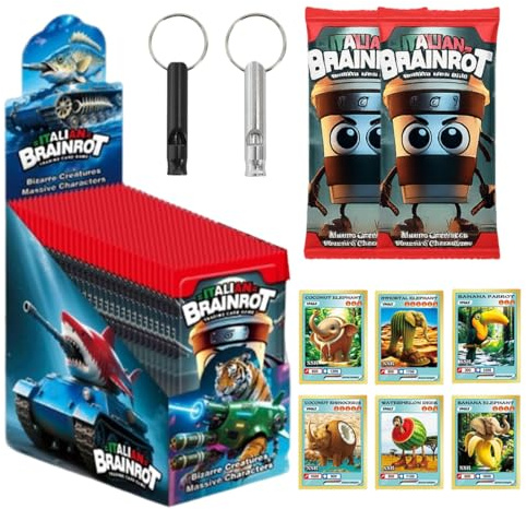 OIXYAZ Italian Brainrot Trading Card Game,30 Pochettes scellées, 5 Cartes par Pochette, Cartes rares et à Collectionner, Jeu de Cartes pour Enfants et collectionneurs