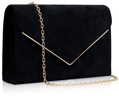 Larcenciel Clutch Samt, Elegante Wildleder Handtasche mit Kette, Mode Envelope Abendtasche für Hochzeit, Party, Bankett