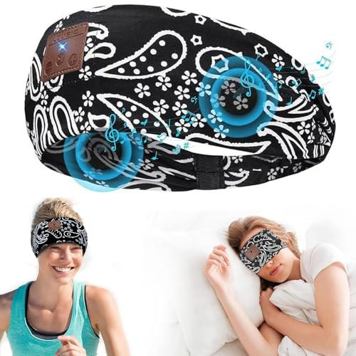 YiYunTE Bandeau Ecouteurs pour Dormir, Bluetooth Masques Audio Sommeil Casque Nuit Dormir avec Anti Bruit, Bandeau Yeux Sommeil Ecouteurs Idee Original pour Hommes Femmes, Pour Musique Sport Yoga