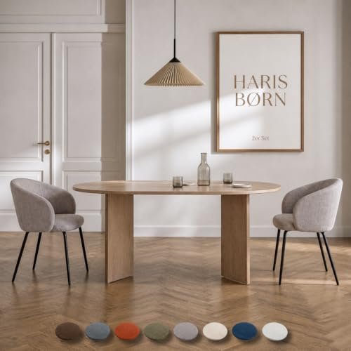 Haris Børn® Esszimmerstühle (2er Set) Grau-Braun - Bequeme Polster Esszimmerstühle mit Armlehne - Premium Esstisch Stühle & Wohnzimmer Stühle - Moderne Esszimmerstühle 30 Tage risikofrei testen
