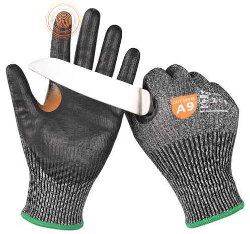Donfri Level 9 Cut Resistant Safety Work Gloves, High Protection Cutting Proof Chainsaw Gloves with Reinforced Thumb, Non Slip, Durable, Touch-screen (1 Pair, M)