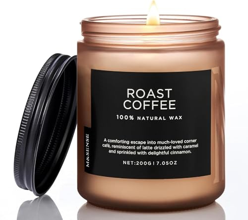 M&SENSE rostat kaffe doftljus, varm mysig kaffearom, 180 g välbefinnande ljus för vardagsrum och kök, långvarig rumsdoft, gåva för kaffeälskare