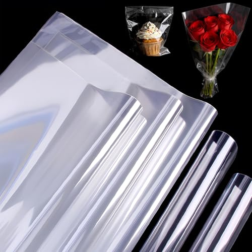 50er-Set Klare Cellophanfolie Rolle 30x50 cm Transparent Geschenkfolie für Blume Geschenkkörbe