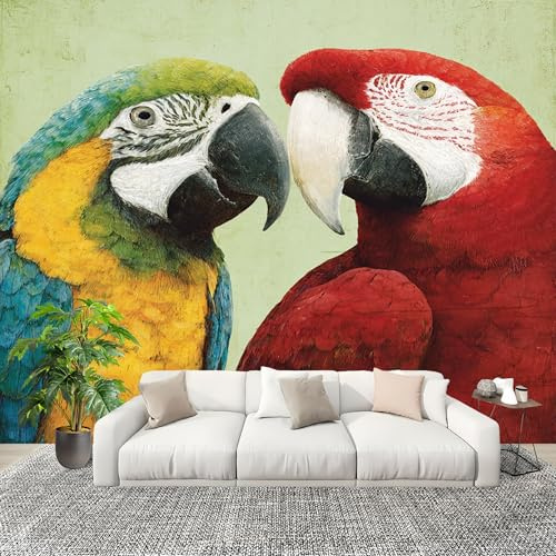 Papel Pintado Infantil Habitación 200x140 cm Animales Lindos Imagen de Un Loro Fotomurales Pared Tejido No Tejido Decorativos Murales Fotográfico Vistoso Moderno Decoración de Paredes