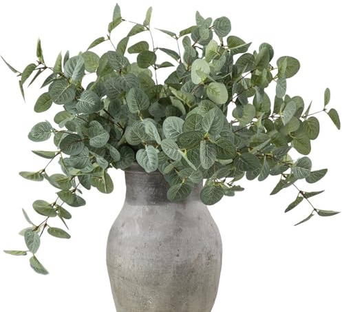 4 Stück Eukalyptus Deko Zweige - 60cm Eukalyptus Getrocknet, Eucalyptus Osterzweige Dekozweige Grün aus Stoff für Hochzeit Vase Tischdeko Party Taufe Kommunion Konfirmation Ostern Deko