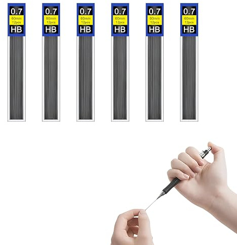 ZXfad 72pcs 0.7mm HB Pencil leads, Super Polymer lead Replacement pack, Break Resistant, Smooth Writing, Compatible with all 0.7mm HB Mechanical Pencils.