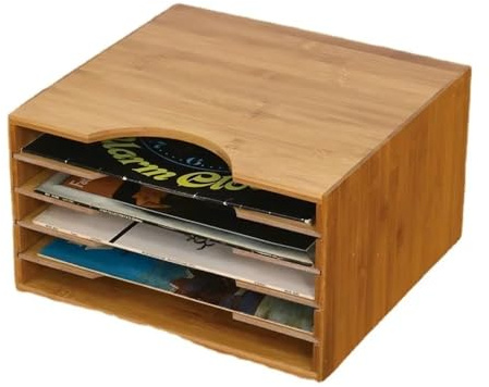 Skivställ CD-arrangör Nostalgisk Kassettuppsamlingslåda Skivställ Trä gammalt dokumentlagringsbord