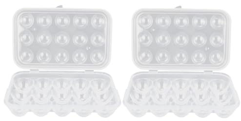 BUTIFULSIC Contenitori per Uova da Frigo, Portauova da Frigorifero in Plastico con Coperchio, Set 2 Pezzi, 15 Scomparti, per Conservazione in Cucina