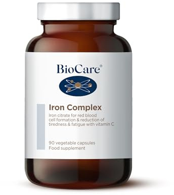 BioCare Iron Complex, 90 Capsules | Iron, Vitamin C and B2 for Red Blood Cell Formation, Energy and Fatigue Reduction