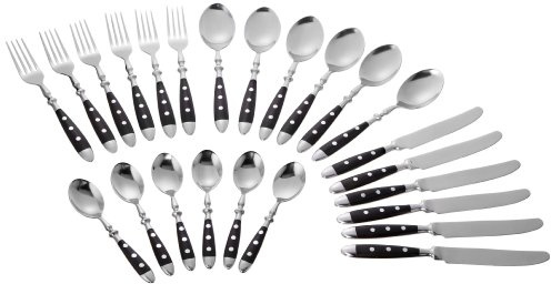 Esmeyer 229-080 Besteck-Set Nostalgie aus Edelstahl 18/0 poliert 24-teilig, Silber/schwarz, im Geschenkkarton