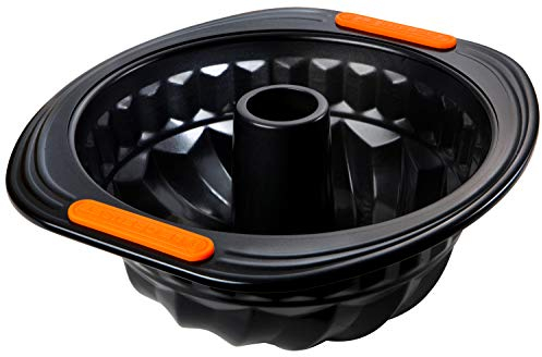 Le Creuset Stampo per Ciambella (Kugelhupf), Diameter 22 cm, Resistente alle Sostanze Acide, Finitura in Acciaio al Carbonio, Antracite,Arancio, 94102422000000