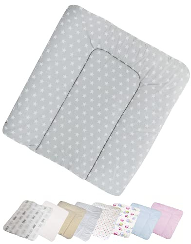 Vizaro - Gepolsterter weiche Wickelauflagen des Babys - 100% Baumwole- 70x75cm - Made in EU - ÖkoTex - Weiße Sternchen