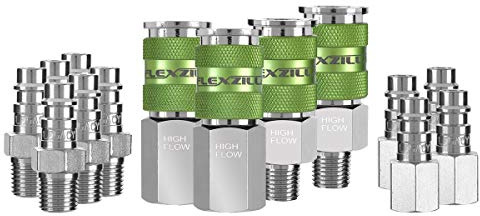 Flexzilla Pro High Flow Coupler & Plug Kit, 1/4 NPT, 14-Piece - A53458FZ