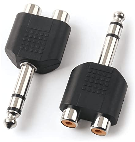 cablepelado – Adattatore audio stereo 2 x RCA femmina – jack 6.35 maschio