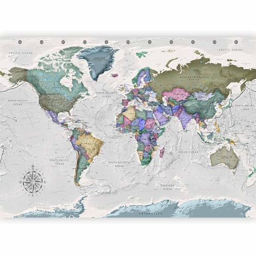 murando Fotomurales Mapamundi 300x210 cm XXL Papel pintado tejido no tejido | Decoración de Pared decorativos Murales moderna de Diseno Fotográfico Mapa del mundo mundo