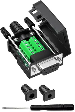 YIOVVOM DB9 9-poliger Adapter RS232 Seriell auf 3-poliger Terminalstecker mit Gehäuse (Female Connector)
