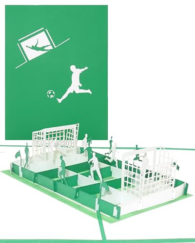 Pop Up Karte Fußballfan - Grün & Weiß – 3D Fußball Geburtstagskarte & Einladungskarte zum Geburtstag für Fans & Supporter aus Bremen, Wolfsburg, Paderborn, Bielefeld, Fürth u.v.m.