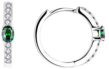 JO WISDOM Creolen Ohrringe Silber 925 Damen mit 3A Zirkonia Mai Geburtsstein Smaragd Farbe,Schmuck für Frauen