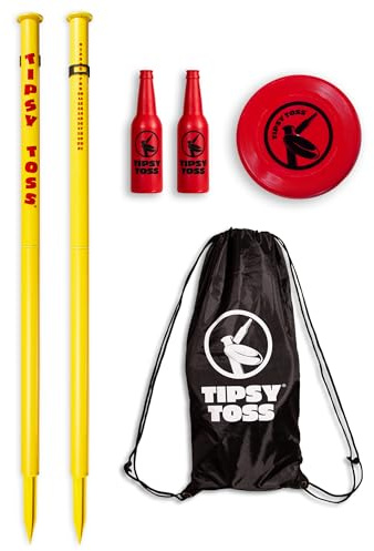 GoSports Tipsy kastspel set – flygande skiva flaska droppe gårdsspel
