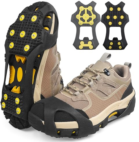Ice Grips Cleats 11 Studs Snow Traction Cleats Steigeisen für Schuh und Stiefel Rutschfester Überschuh für Gehen auf Schnee und Eis Gummi Walking Cleats Anti Slip Steigeisen (XL)
