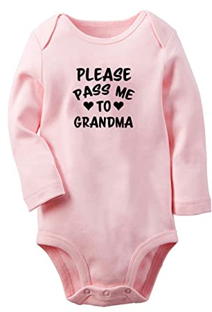 iDzn Please Pass Me to Grandma Funny Rompers Newborn Baby Bodysuits Infant Jumpsuits Outfits Long Sleeves Clothes