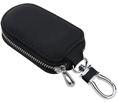 ECSiNG Étui de protection multifonction en cuir pour clé de voiture avec télécommande intelligente pour homme et femme Noir