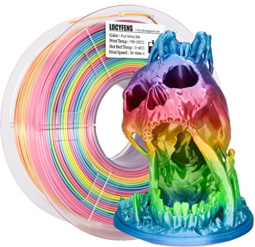 LOCYFENS Silk PLA Filament Multicolor, 3D Printer Filament Rainbow PLA Filament 1.75mm +/- 0.02mm, 3D Printing Filament 1kg/2.2lbs