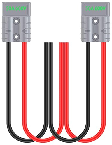 GTIWUNG 2 PCS Connettori di Alimentazione con Cavo 10AWG da 50cm 50A 600V,Connettore di Batteria, Batteria a Connessione Rapida Cavo di Cablaggio per Auto,Rimorchio,Modi Moto,Winch Trailer Verricello