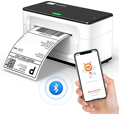 MUNBYN Bluetooth Label Printer, Desktop Thermal Label Printer 4x6 for Shipping Postage Home Small Business 941B, White