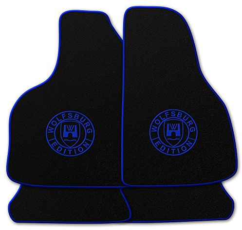 AUTOTEPPICH-Stylers Velours Fußmatten VW Golf 7+8, Schwarz, Blauer Rand