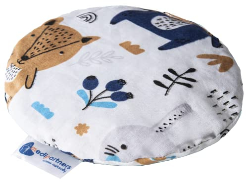 Medi Partners Cherry Stone Cushion Heat Pillow for Babies 180g Round 15cm Eco Natural 100% Cotton Heat and Cold Therapy Massage Therapy (Boho Animals)