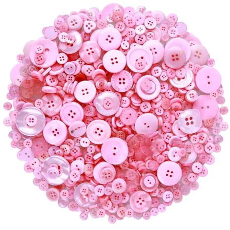 Greentime 350Pcs Buttons for Crafts Assorted Size for Valentines Day Sewing DIY Crafts Decoration Wedding Gift-Pink