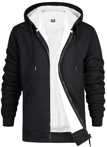 CityComfort Sweat à Capuche Homme Zippé Hoodie Pull Polaire Zippé Veste à Capuche Fourrée Blouson Doublé Vêtement Homme Hiver Chaud Tailles M-XXXL