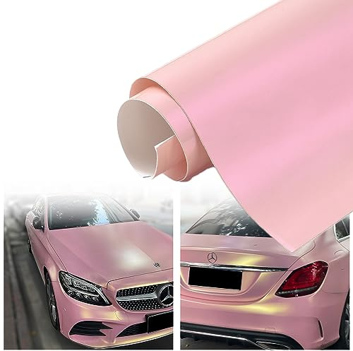 AuMoHall Rouge Pink to Charming Gold Glossy Chameleon Vinyl Wrap Color Change DIY Vehicle Vinyl Film, 59.84 x 11.81