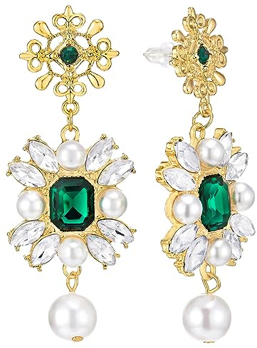 Bohémien Victorien Statement Boucles d'oreilles Perle Cluster Chandelier Lustre Fleur Pétale Long Pendants