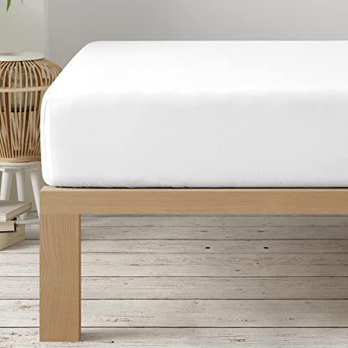 Degrees Home Collection - Sábana Bajera Ajustable 135x190x33 cm - Microfibra de poliéster, Calidad Oeko Tex sin tóxicos, Super Suave - Blanco