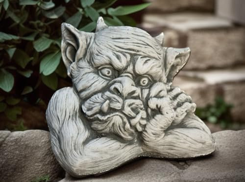 OLOMA Sculpture de monstre en pierre buste en béton figurine gargouille gardien extérieur statue de gargouille gardienne décoration de jardin décoration de jardin cadeau art gothique sculpture porte