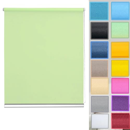Rollo Klemmfix ohne Bohren 40 x 110 cm Einfache Installation ohne Bohren, Sonnenschutz Fensterrollo Seitenzugrollo mit Klämmträger, für Fenster & Tür, Grün
