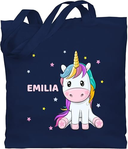 Geschenk mit Namen personalisiert by Shirtracer - Baumwolltasche - Einhörner - Einhorn Unicorn