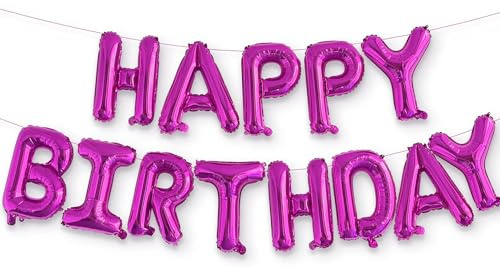 Ponmoo Folie Luftballons Happy Birthday Banner Kit - Pink, Party Dekorationen Ballons, Geburtstagsparty Folienballons Gute zum Geburtstag