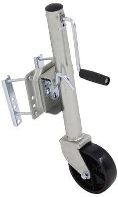 QICBYING Ruotino D'appoggio Rimorchio - Ruotino d'appoggio Zincato, Supporto per Ruota Fantino Pieghevole e Girevole per Carichi Pesanti, 540 kg, Corsa 25,4 cm, Ruote in Polipropilene da 15 Pollici